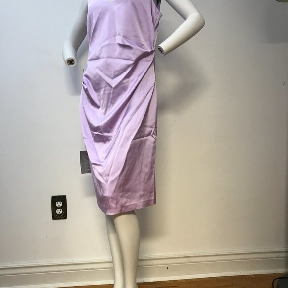 Le Chateau Stretchy Satin Lilac Lavender Bodycon Cocktail Wedding Formal dress - Picture 9 of 9